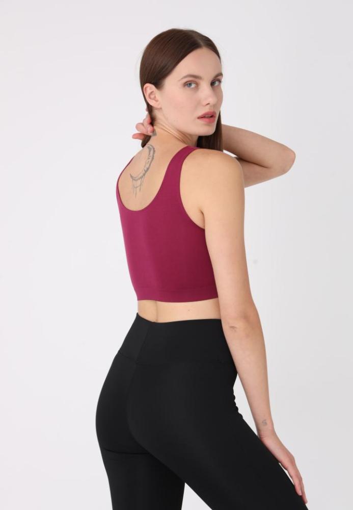 Bustieră Lejeră cu Bretele Late – Fără Push-up,Culoare Bordo,Engros